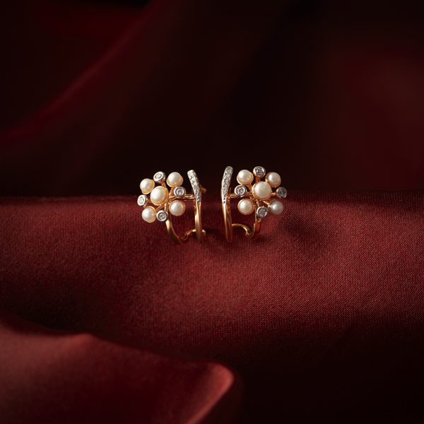 Bloom Burst Diamond Hoop Earrings - Image 3