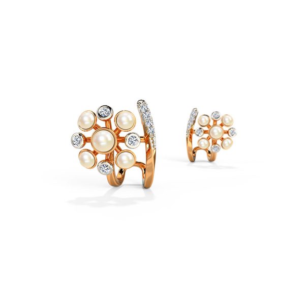 Bloom Burst Diamond Hoop Earrings - Image 4