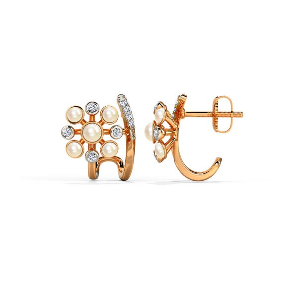 Bloom Burst Diamond Hoop Earrings - Image 7