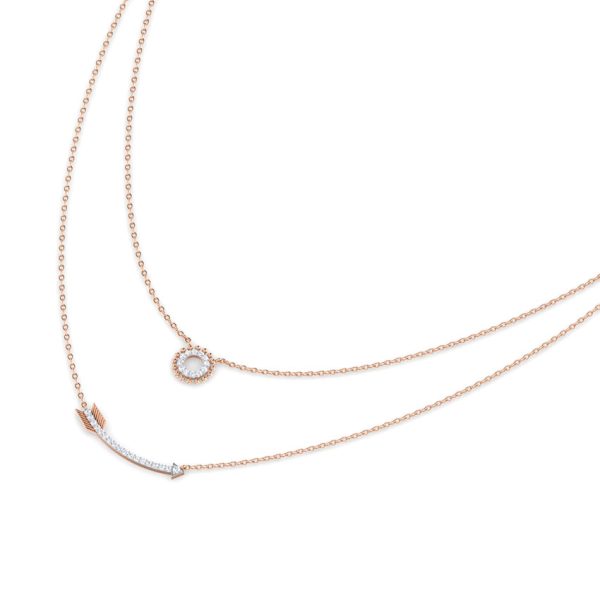 Ring and Arrow Multi Layer Diamond Necklace - Image 5