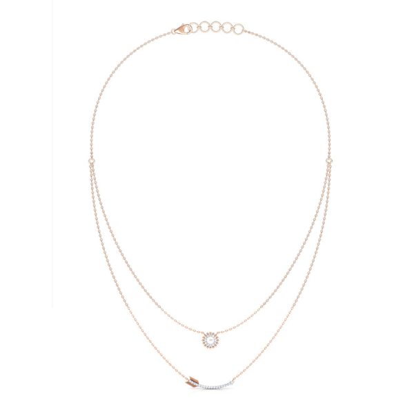 Ring and Arrow Multi Layer Diamond Necklace